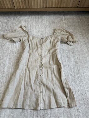 Abercrombie & Fitch Neutral Button-Front Mini Dress